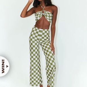 Princess Polly Latiana Set Green Checkerboard. Only worn once.